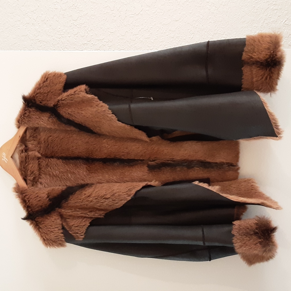 BOSS Hugo Boss leather and fur jacket